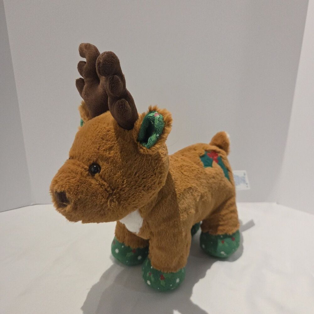 Build A Bear Holly Reindeer Christmas Holiday Plush Green Feet Deer Mistletoe